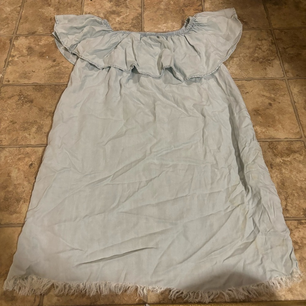 Beachlunchlounge chambray off the shoulder dress size s